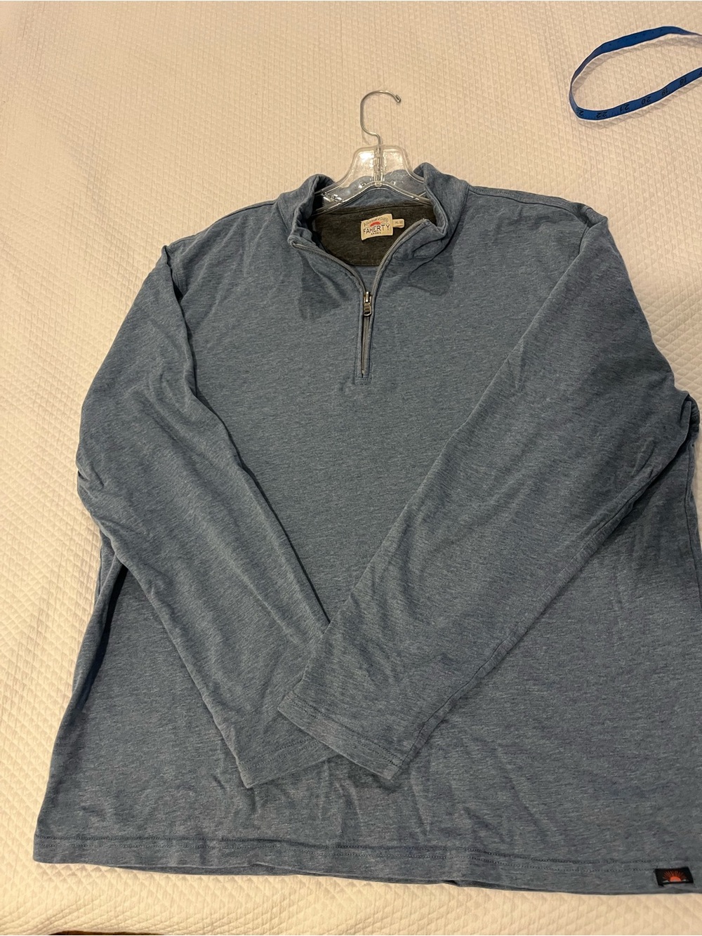 Faherty Men’s Suffolk Quarter-Zip Pullover Light Blue Knit Heather XL